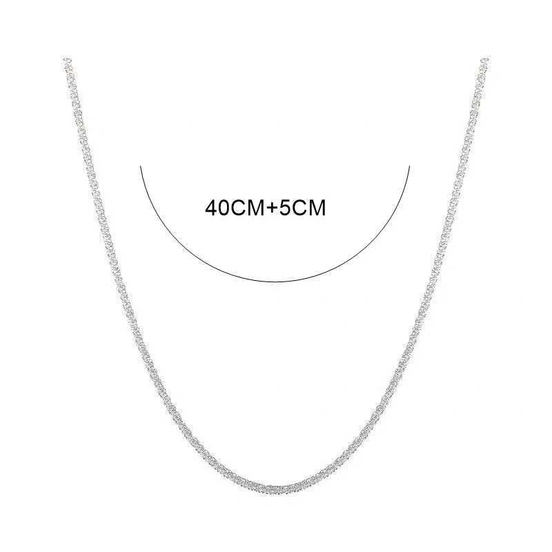 LATS Popular Silver Colour Sparkling Clavicle Chain Choker Necklace Collar For Women Fine Jewelry Wedding Party Birthday GiftC250411