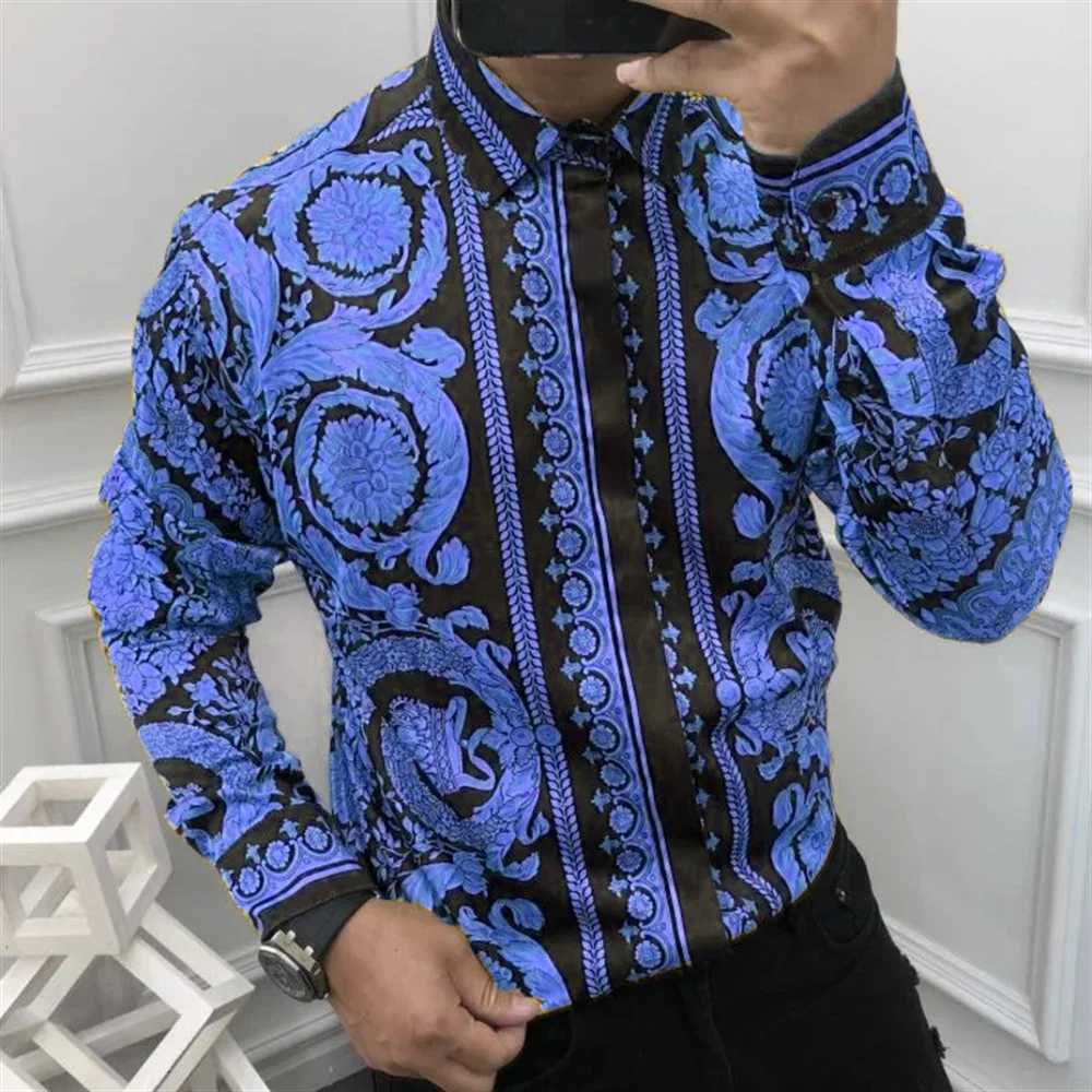 2024 Fashion Mens Luxury Shirts Image Print Mens Long Sleeve Lapel Shirts Casual Party Street Hawaiian Shirts Plus Size S-5XL K251110