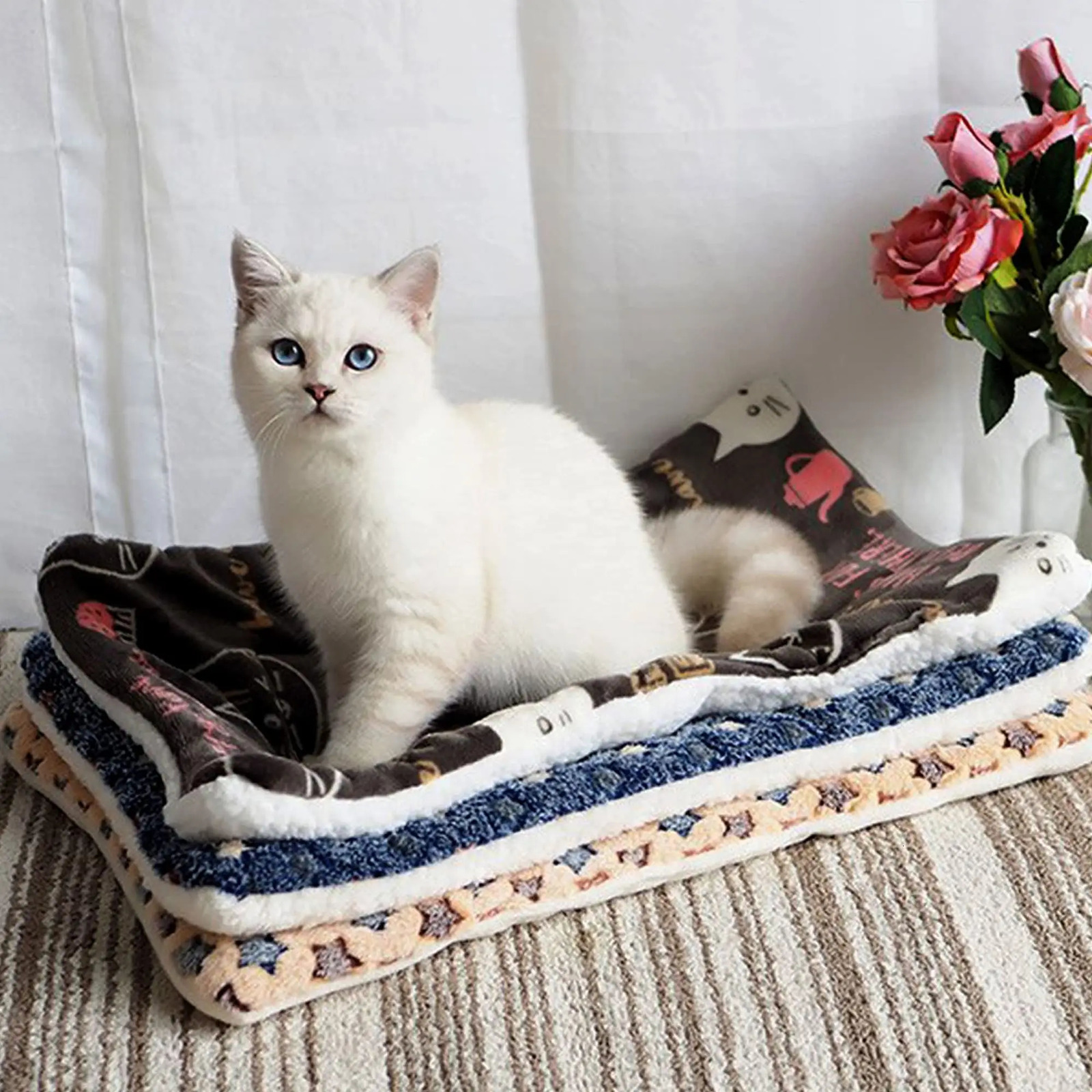 Large Size Flannel Dog Bed Thicken Cat Sleeping Mat Blanket For Puppy Kitten Rug for Small Medium 251110