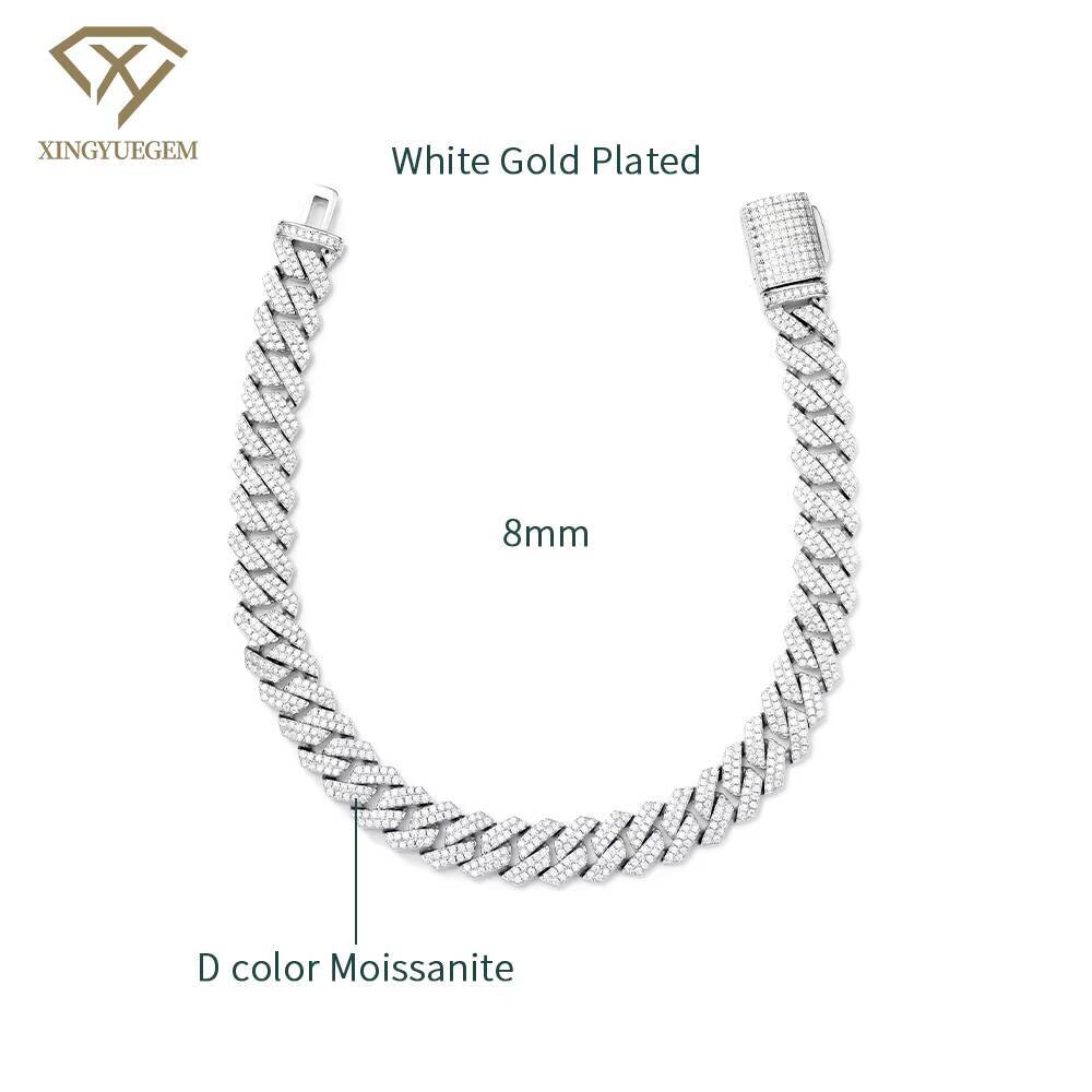 Wholesale 8mm Trendy Hip Hop Sterling Silver for Men Women Moissanite Bracelet Bangle