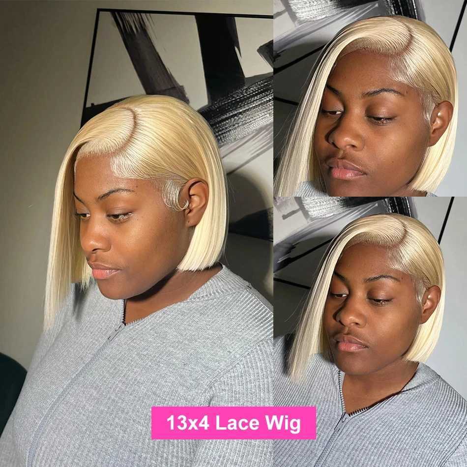 200Density Short Bob Wig 613 Honey Blonde Color Straight Bob Wig 13x4 Lace Front Human Hair Wigs Lace Front Wigs Cheap For WomanT251111