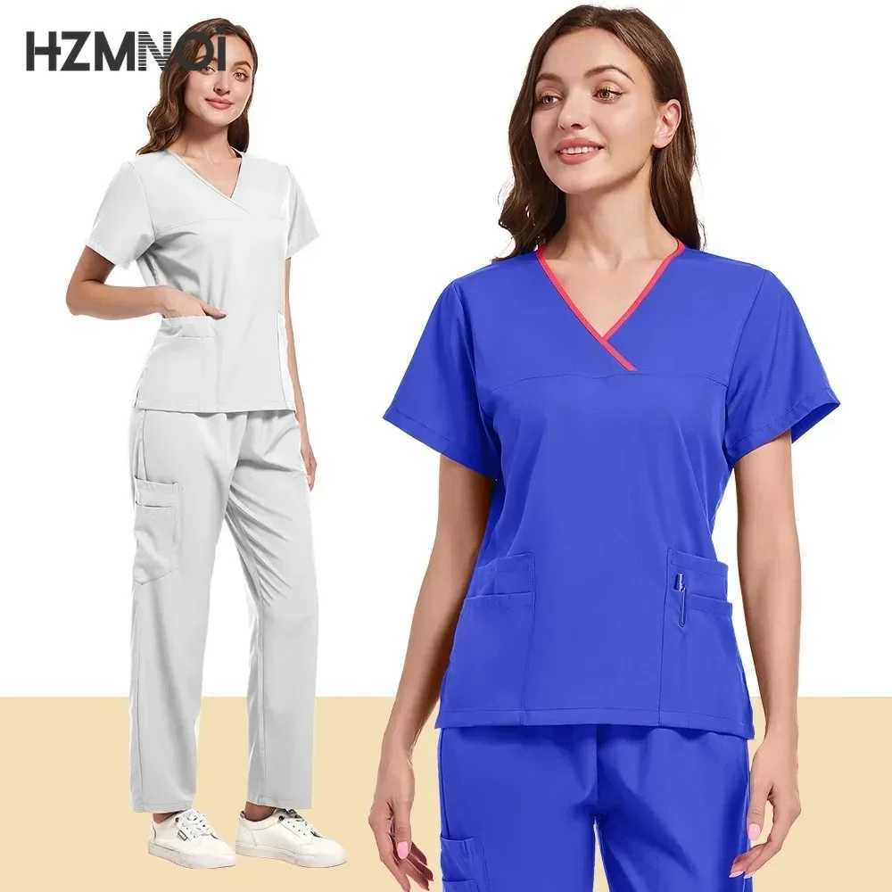 New Nurse Uniforms Women Men Casual Jogger Pants Set Pharmacy Work Clothes Medical Hospital Doctor Nursing Uniform High-end Suit X2504101