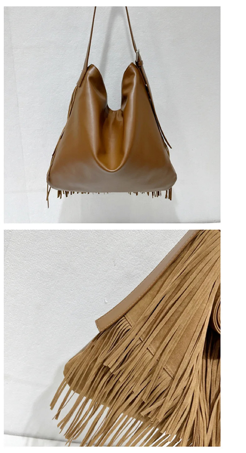 Tassel Hobo Bags Large Handbags Fringe Double sided velvet messenger Bag er Shoulder Bags Women Big Causal Handbag 251110