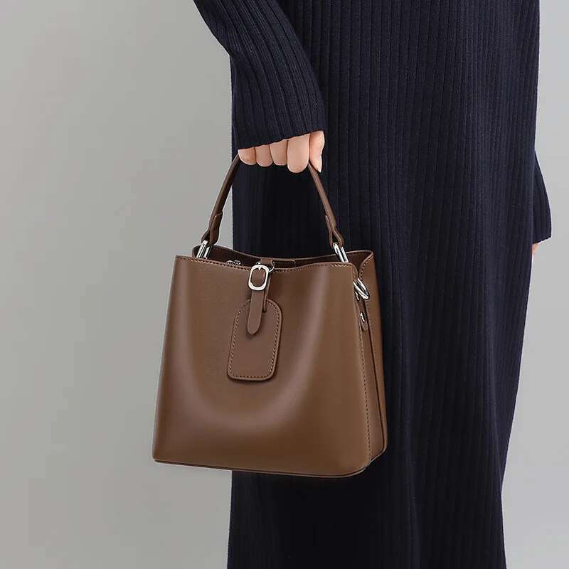Designer Bag YANATARI Genuine Leather Vintage Shoulder For Women's Handbag Cowhide Crossbody Ladies Bucket Bag