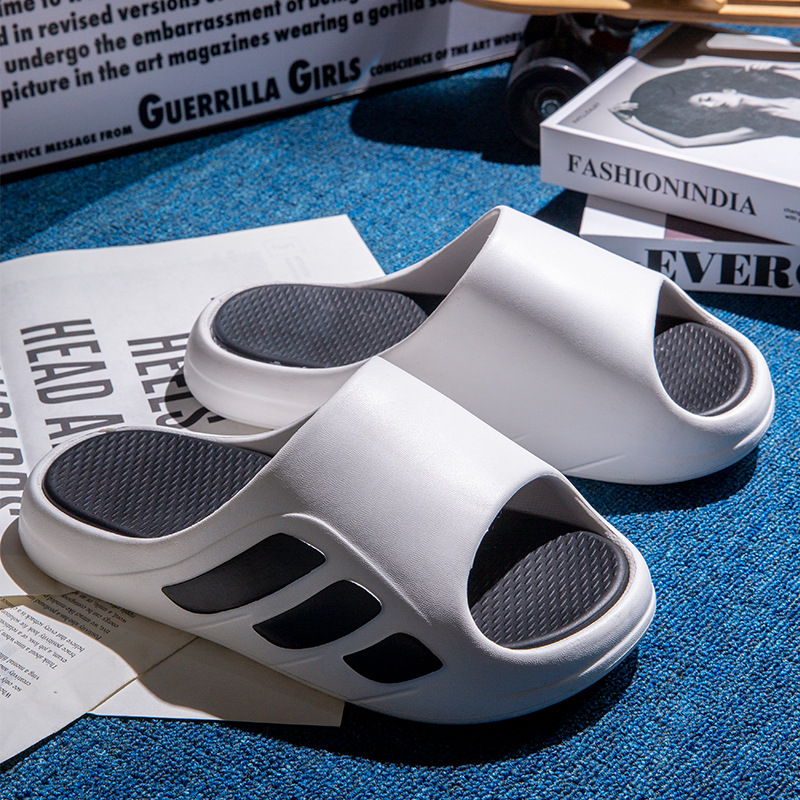 Fashion men's sports slippers summer wear 2025 new indoor home thick soles non-slip sandals for women couples striped slippers a variety of color