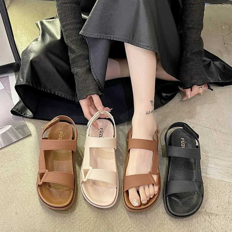 New womens sandals solid color strapless magic sole slider beach and seaside summer cooling sandalsXJ250410