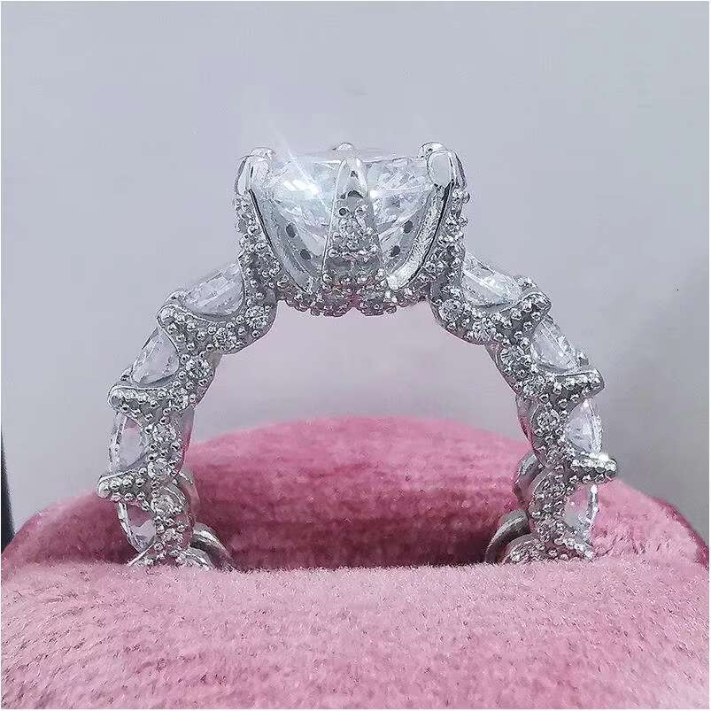 Fashion Jewelry Rings 10 Gram Signet 24K 18K Gold Stainless Steel MenS Couples Turkish for Girls Wedding 2 Rows Moissanite Ring