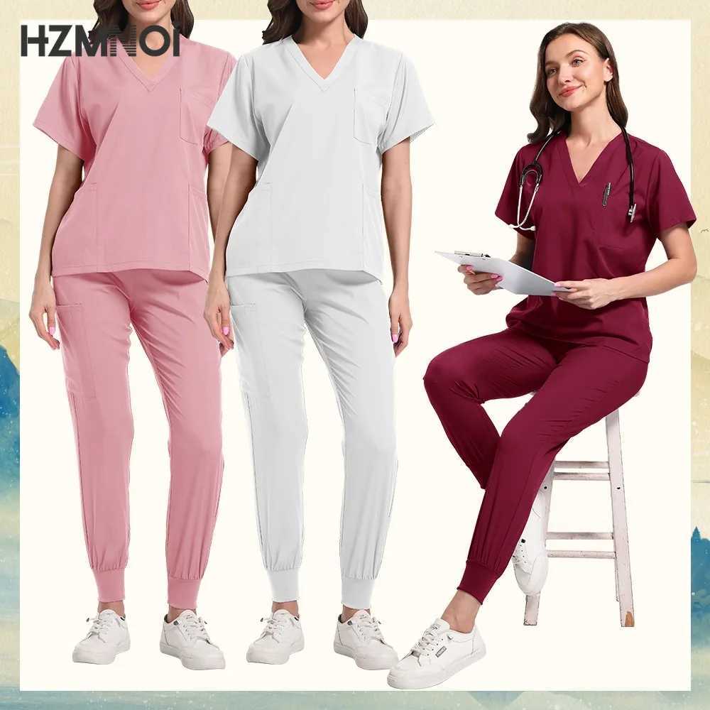 New Nurse Uniforms Elasticity Tops Pants Woman Man Scrubs Set Straight Trousers Dental Hospital Clinic Workwear Medical Uniforms X250410