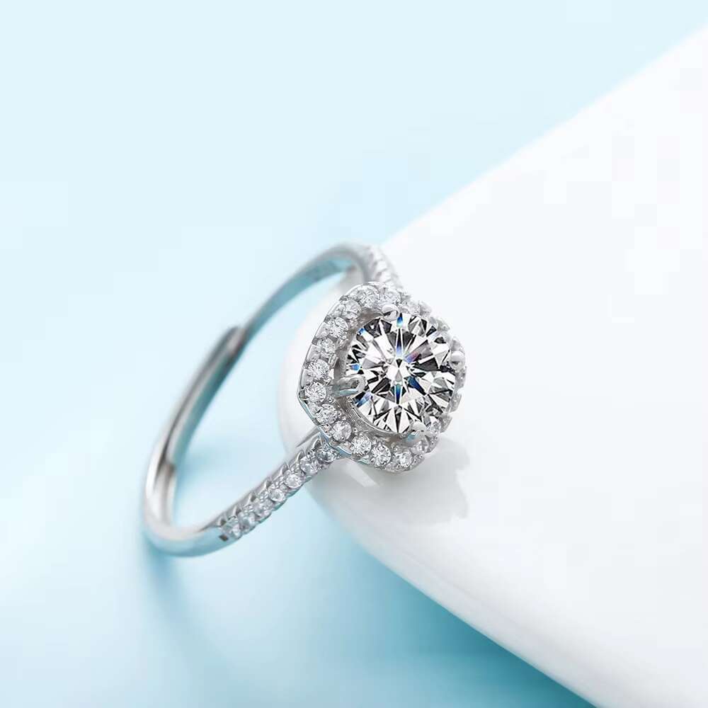 1 Karat Princess Square Moissanite Ring in 18K Live Supply Sterling Silver Platinum Plated Single Piece Dropshipping Jewelry