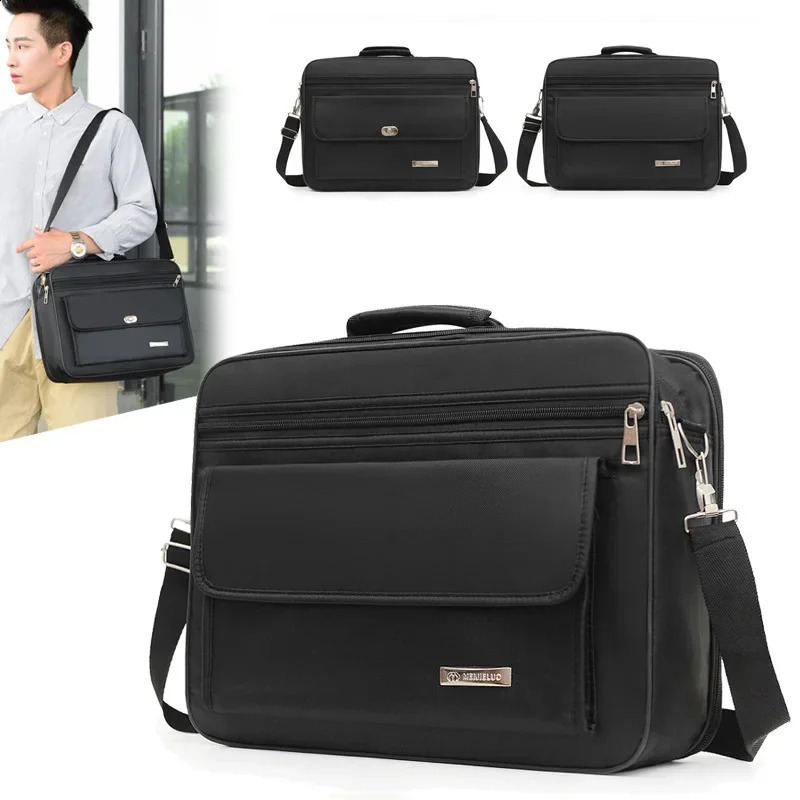 Large capacity briefcase travel essentials laptop storage diagonal business Oxford cloth document organization accessories 250409