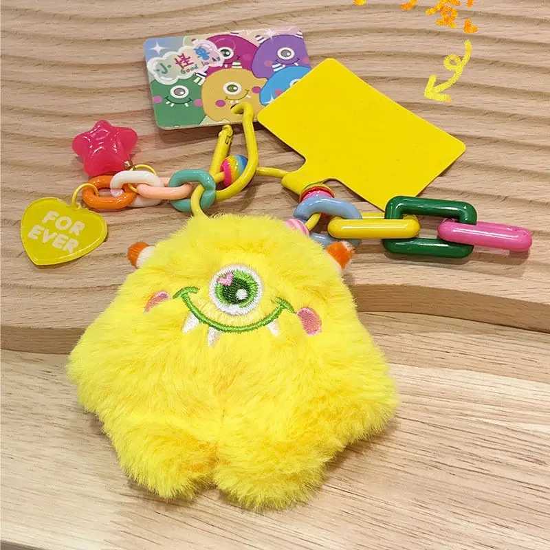 Kawaii Plush Phone Charm DIY Car Phone Keychain Hanging Rope Keychain Girl Bag Chain Smartphone Monster Pendant W250411