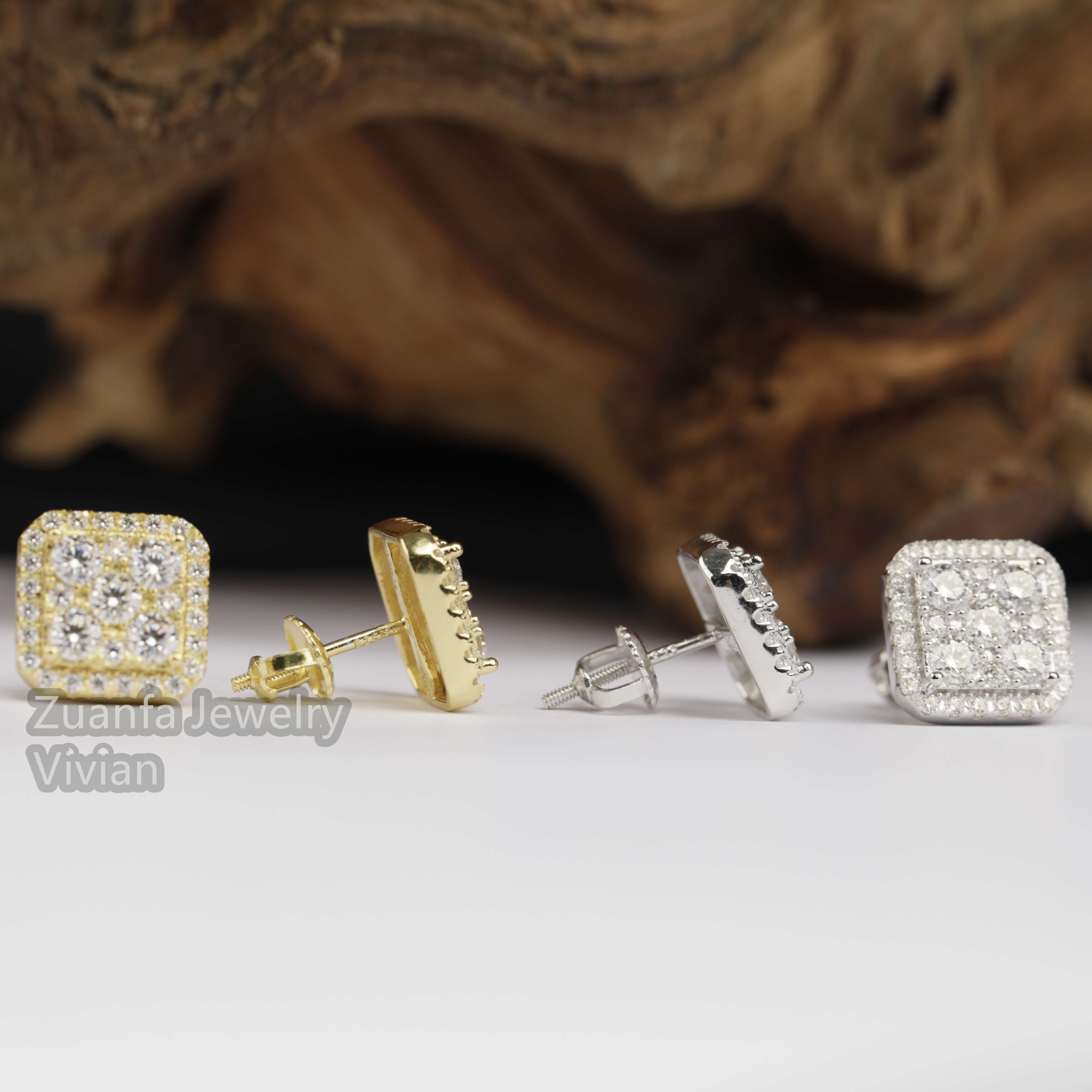 Iced Out Moissanite Diamond Earrings Men Hip Hop Jewelry Trendy 2021 Square 925 Silver Stud Earrings