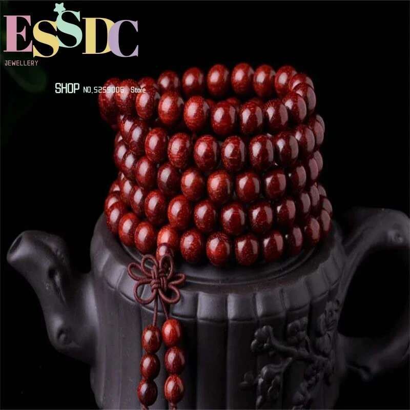 Wholesale Natural Small Leaf Red Sandalwood Prayer Beads Rosary 108 Jewelry Bracelets For Men An