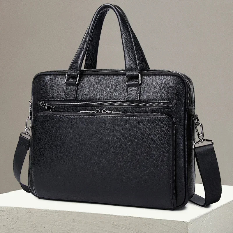 laptop bag made of genuine leather for men mens briefcase mens handbag mens messenger 14 inch computer bag 250410