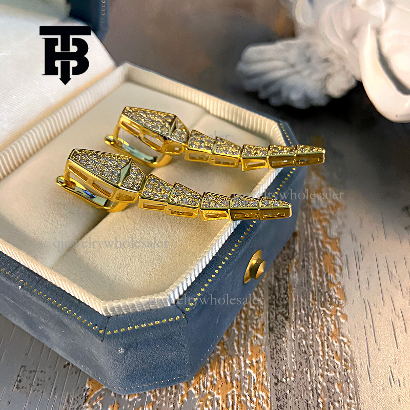 TB BHULAMTE Designer Luxury Earrings Micro Inlaid Full Zirconia Dynamic Serpentine Earrings Personalized Retro Women's Fashion Jewelry Accessorie