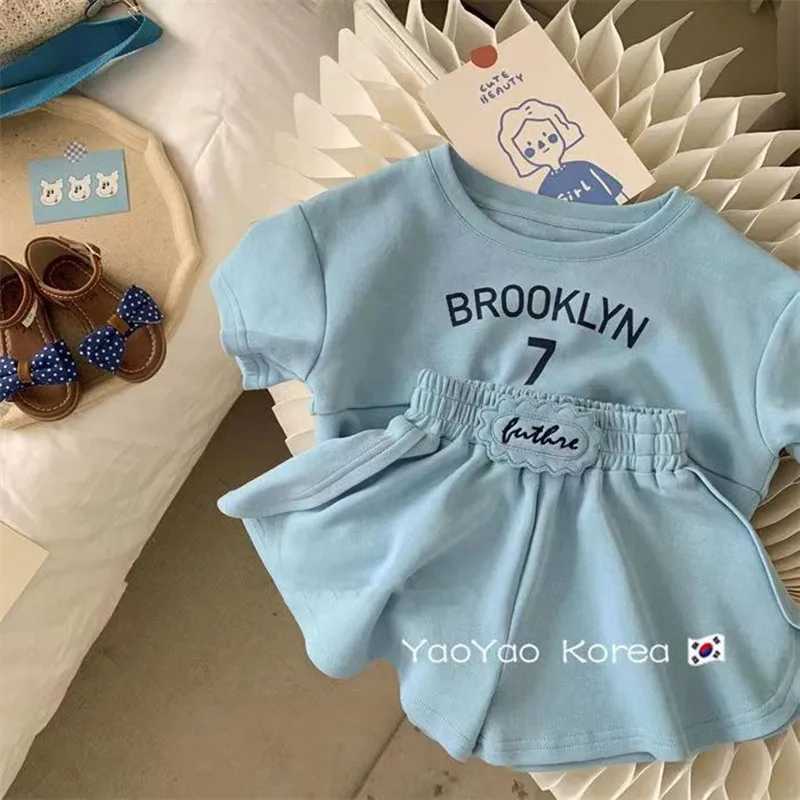 Childrens Girls Summer Set Fashion Summer Latest Childrens Short sleeved T-shirt Two piece Baby Clothing Childrens ClothingXJ250410