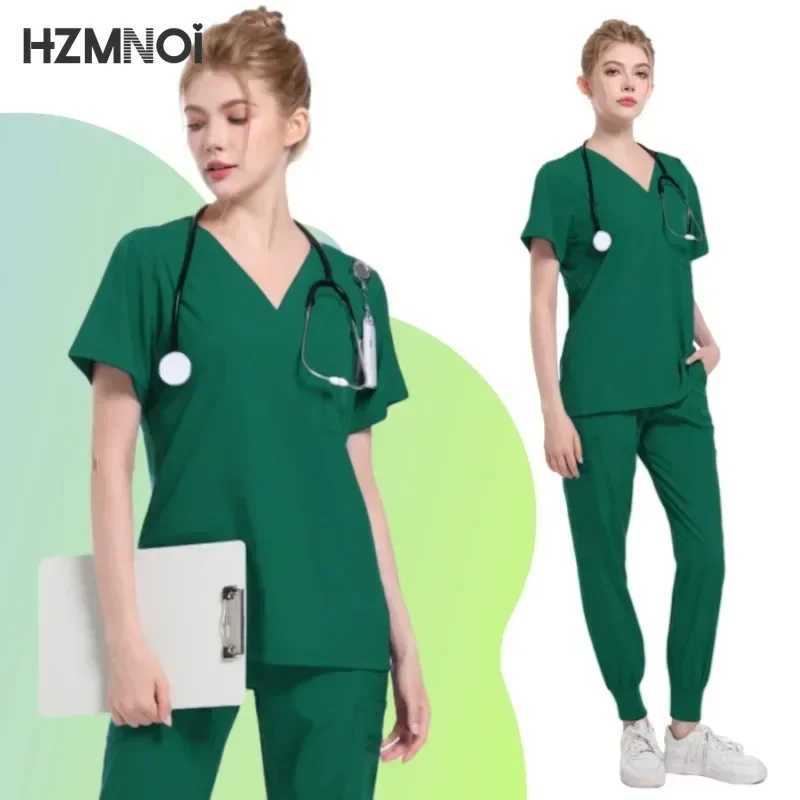 Multicolor Scrubs Uniform Short Slve Tops+jogger Pants Nursing Uniform Women Pet Doctor Medical Surgery Workwear Surgical Sets X250410