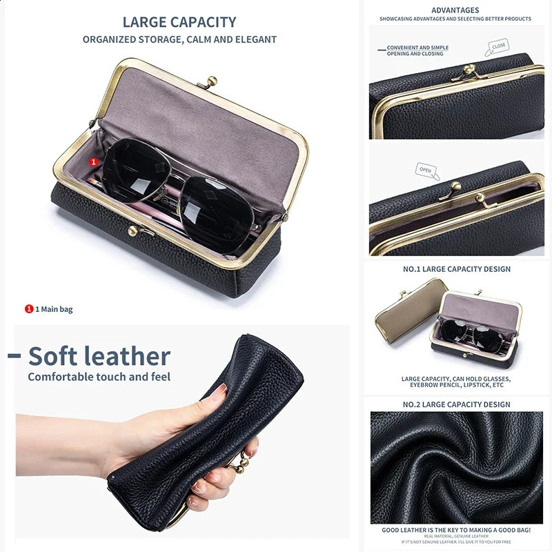 Leather glasses bag mens sunglasses storage bag fashionable glasses case glasses case glasses case 250409