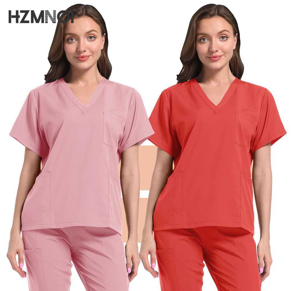 Nursing Scrubs Set Women Beauty SPA Uniforms Pet Clinic Store Veterinary Dentistry Work Clothes Medical Nurse Surgical Top+Pants X250410