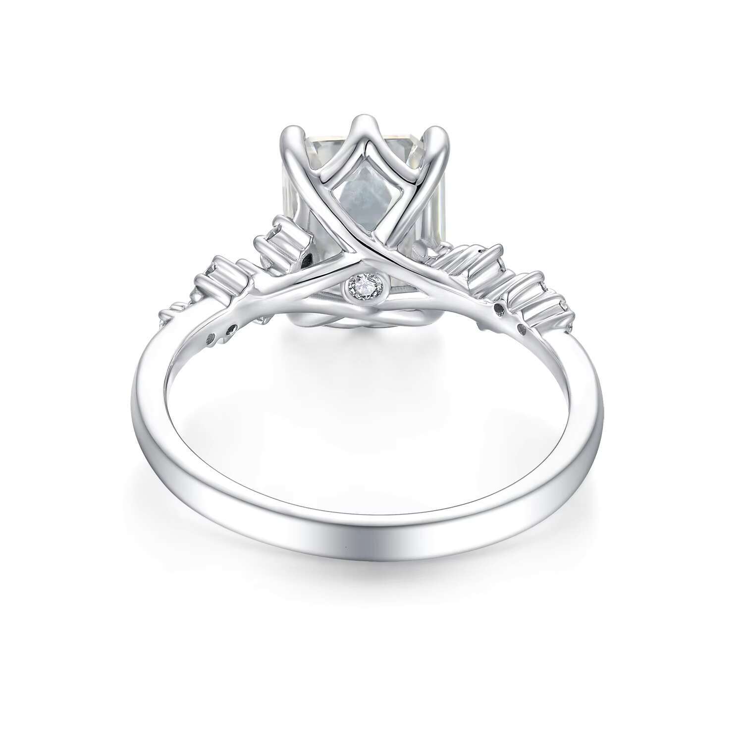 Luxury Jewelry Diamond Ring Out Emerald Cut Rectangle Moissanite Ring 925 Sterling Silver 7*9mm VVS Ice High Quality CLASSIC