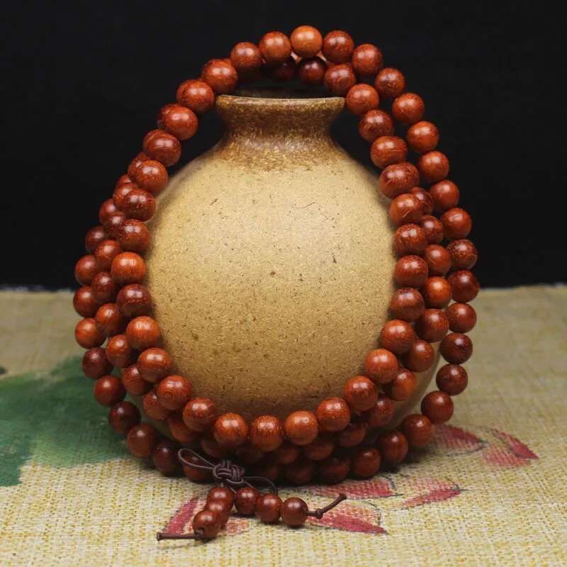 Padauk small leaf beads Rosewood big bracelet