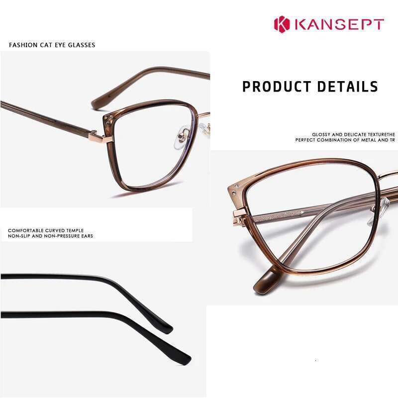 KANSEPT Fashion Cat Eye Customisable Mya Prescription Optical Lenses Anti Blue Ray Butterfly Recipe Reading Glasses Women
