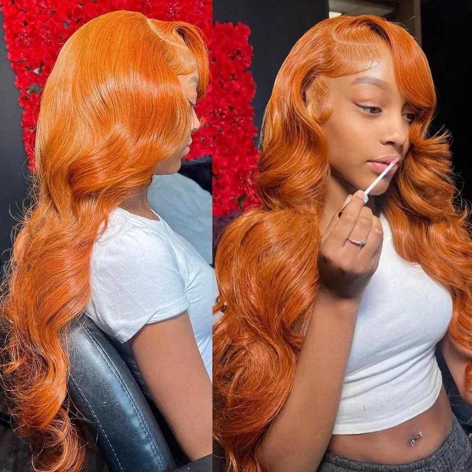 30 Inch Ginger Orange Body Wave Lace Frontal Wig HD 13x4 Lace Front Wig Glueless Lace Wigs Brazilians Human Hair For Black WomenT251111