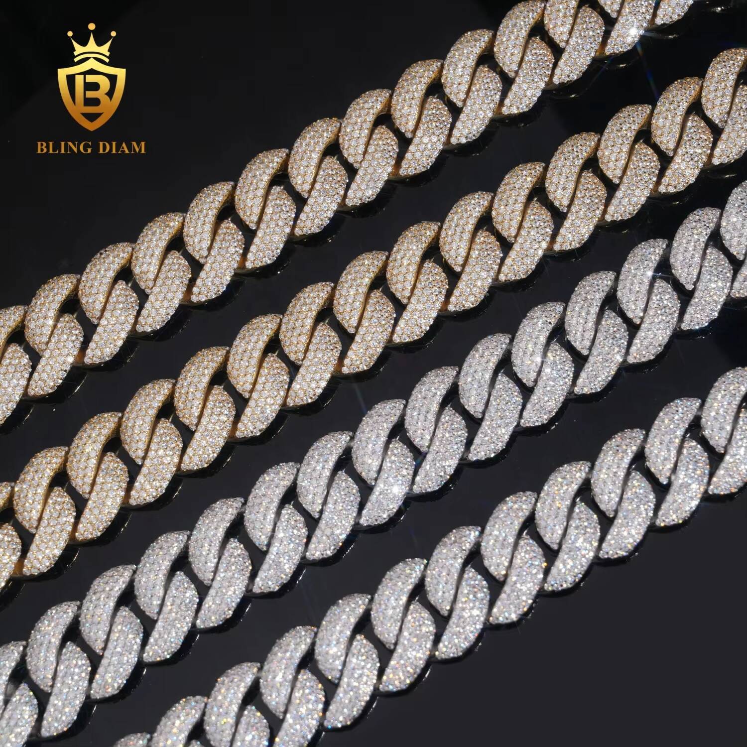 Iced Out VVS Moissanite Diamond Fine Jewelry Sterling Silver 925 Hip Hop Miami Cuban Link Chain Necklace