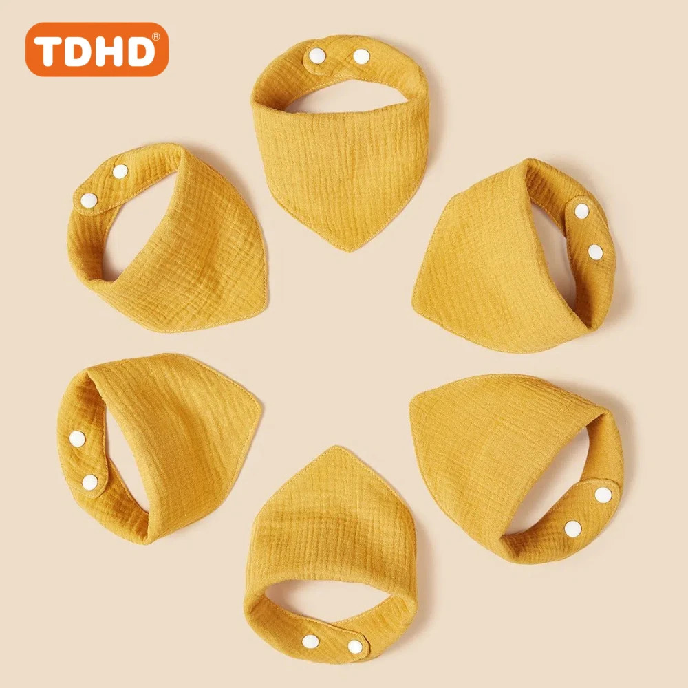 TDHD 7 PCSBaby solid color pure cotton muslin drool towel soft skin friendly absorbent fast fashion color muslin bib 251107