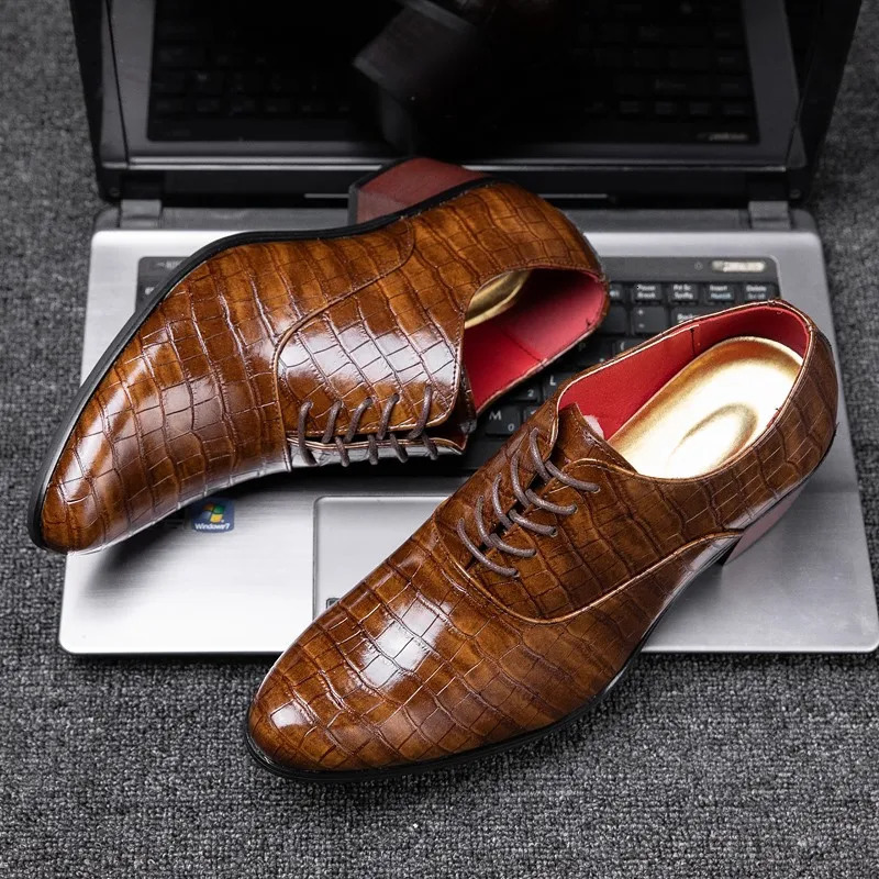 Increase Mens Heel Shoes Formal Leather Brown Men Loafers Dress Shoes Fashion Mens Casual Shoes Zapatos Hombre 251106