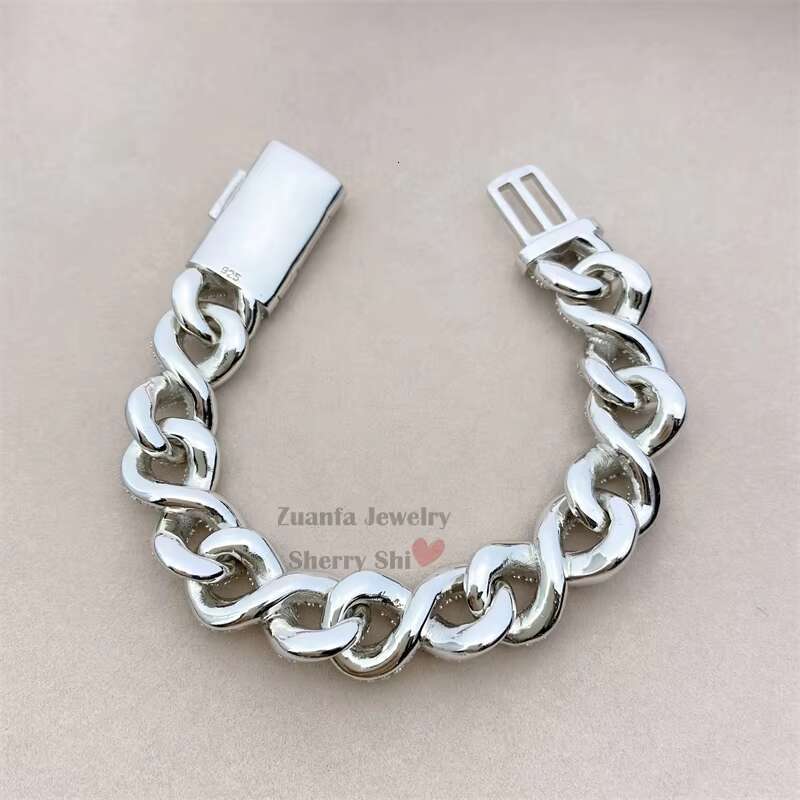 15mm White Gold Over 925 Silver Iced Out Vvs Moissanite Diamond Hip Hop Infinity Link Bracelet