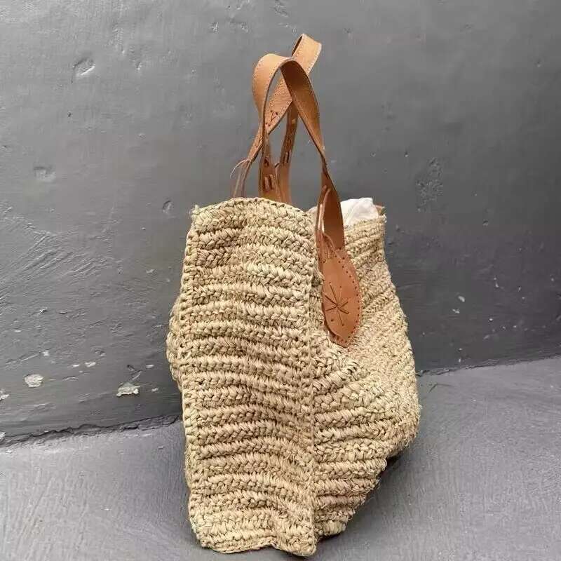Straw Tote Bags For Women Designer Handbag And Purse 2023 New In Handmade Weave Large Capacity Shoulder Casual Beach Bag