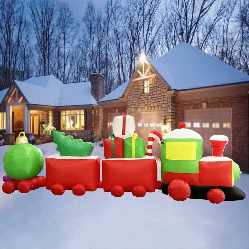Christmas Christmas Decorations Santa Drive Train 36M/12FT Built-in LEDs Inflatable Toys Model Outdoor Ornament Xmas Party Garden Decor Y251111