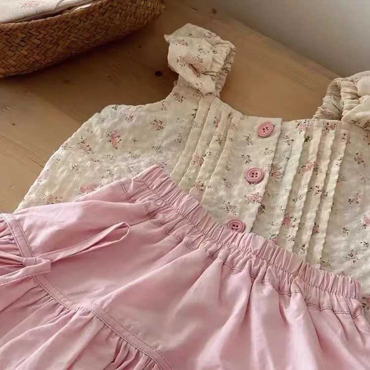 Girls Summer Clothing Set 2025 New Korea Sle Childrens Fashion Printed Tank Top+Girls Shorts Baby Fashion Two Piece SetXJ250410