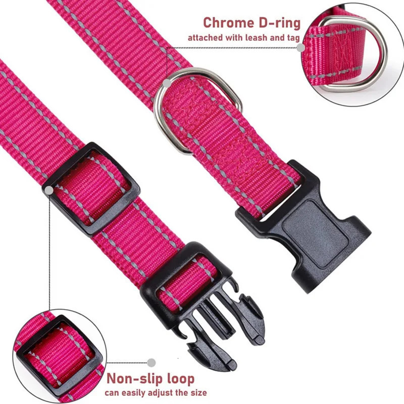 Reflective Dog Collar Strap With Adjustable Safety Nylon Pet Traction Rope Suitable For Small And MediumSized Pets 251110