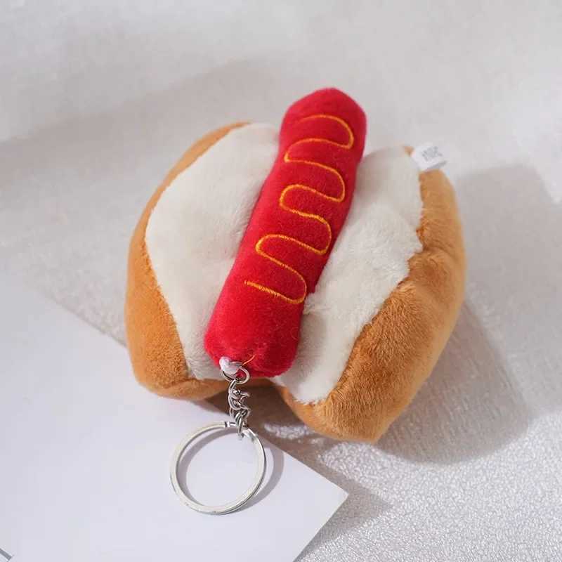 Cute French plush doll keychain cartoon burger hot dog French fries bread keychain creative food bag pendant W250411