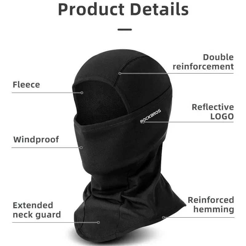ROCKBROS Keep Warm Balaclava Winter Women Mens Motorcycle Bike Helmet Inner Cap Cycling Skiing Face Mask Thermal Windproof Hat S251110