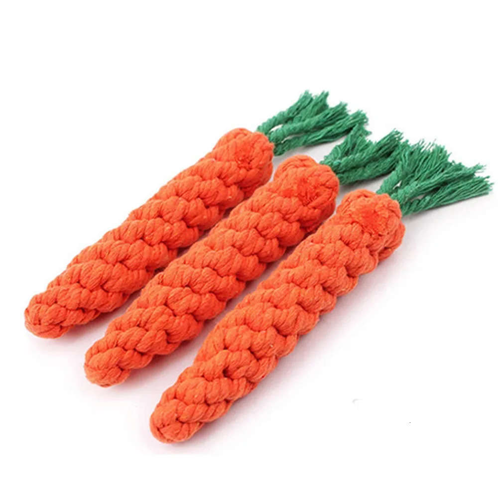 1Pcs Carrot Dog Bite Rope Pet Toys Safe Durable Braided Chew Resistant Puppy Molar Cleaning Teeth Cotton 251110