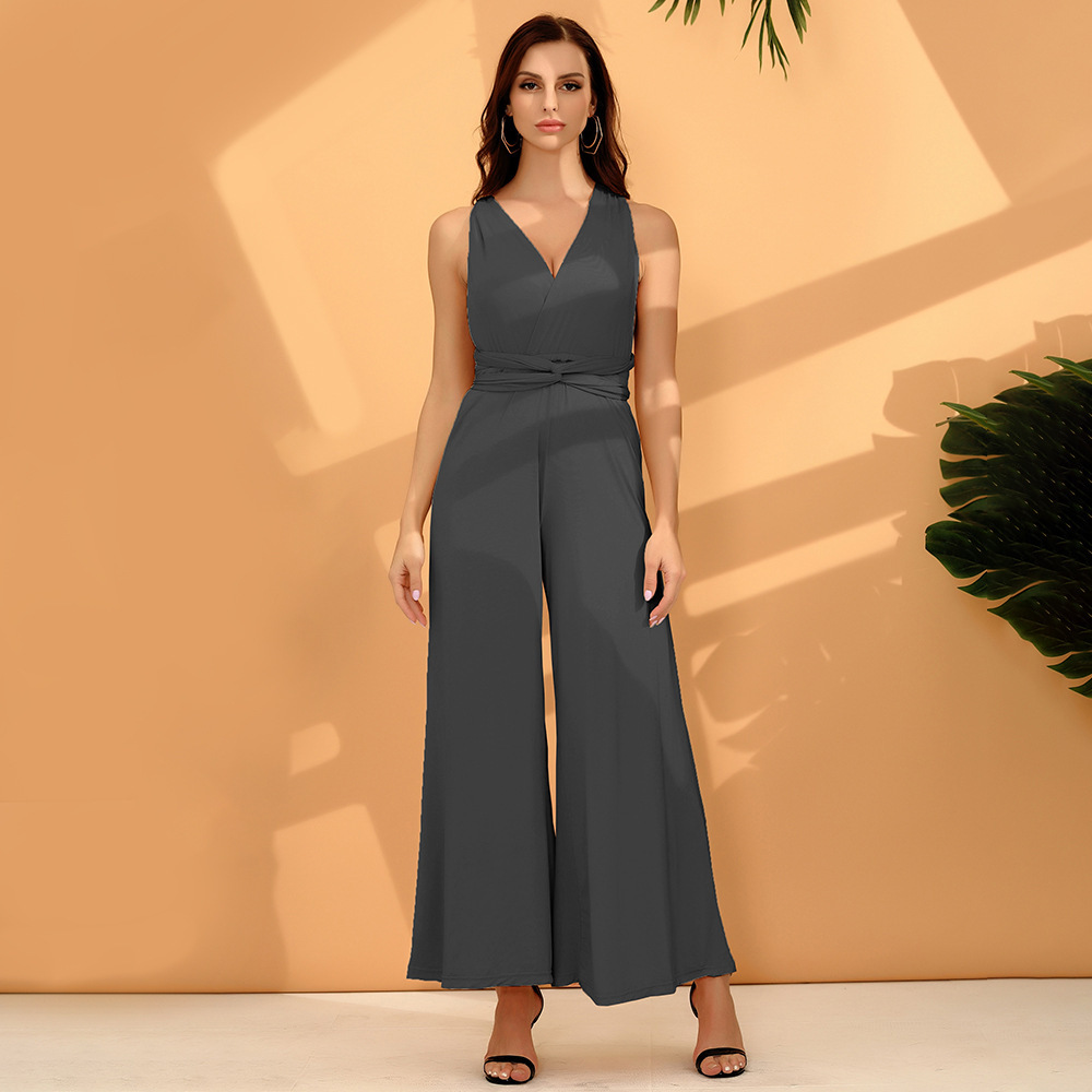 Platform sexy hot selling women's fashion solid color multi wear wide leg pants