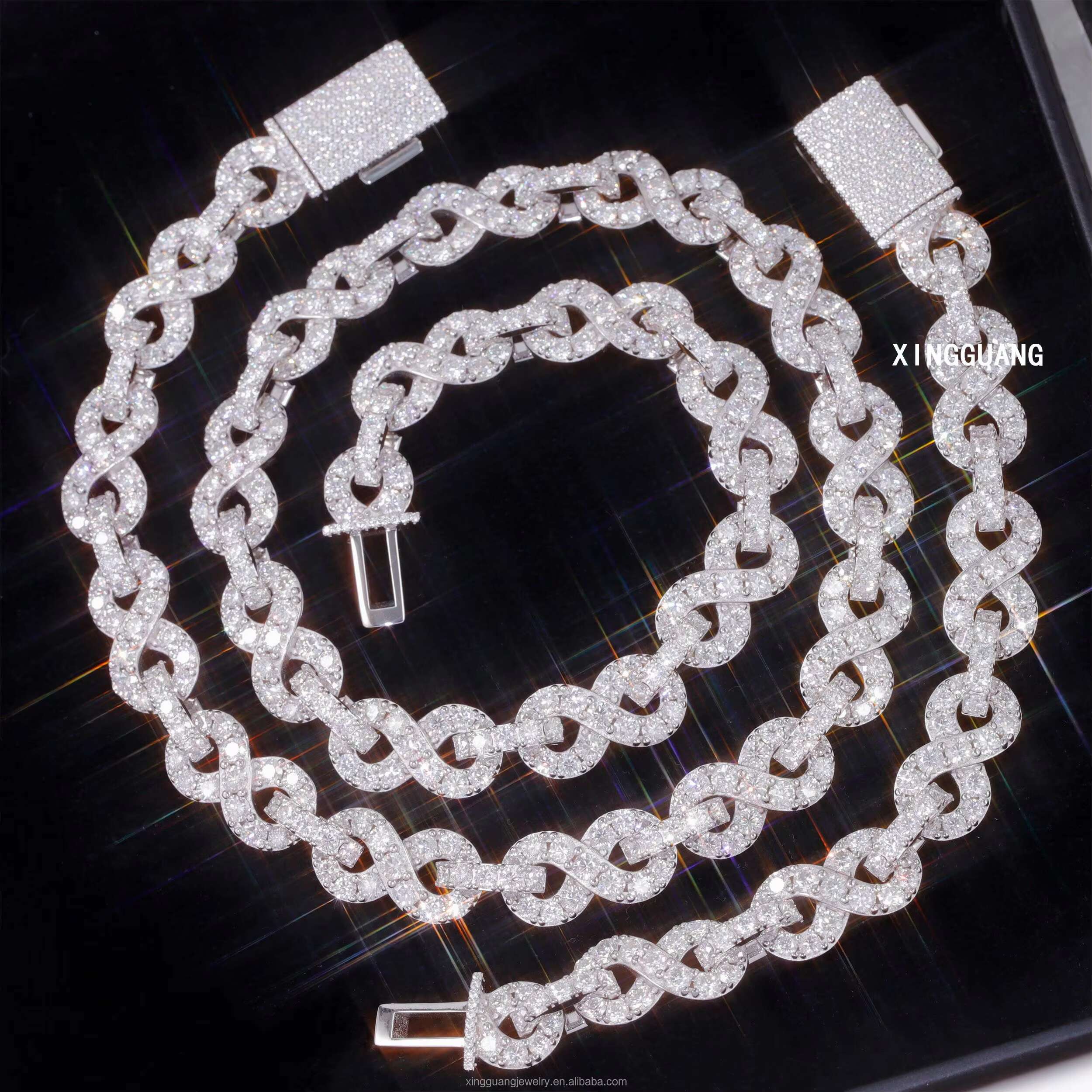 RTS 100% Pass Tester Infinite Chain VVS Moissanite Diamond 13mm Sterling Silver CubanLink Chain Rapper Fashion Hip Hop Necklace