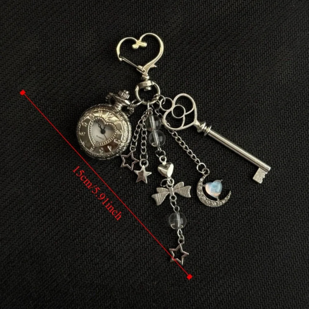 Keychain Hollow Heart Pocket Watch Couple Gift Fashion Style Steampunk Clock Hollow Heart Vintage Look Pendant Jewelry 251110
