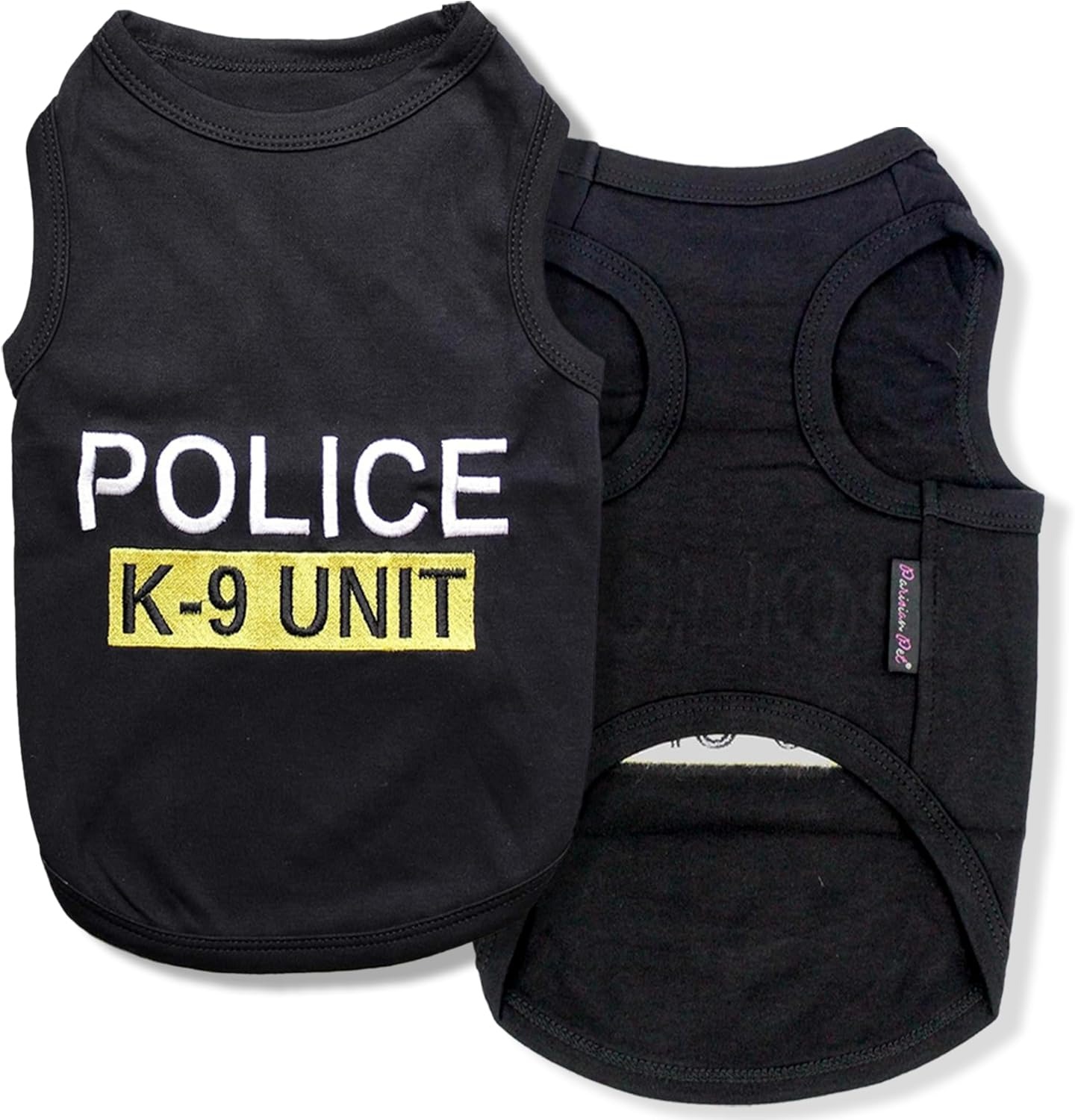 Parisian Pet Unisex Dog T-Shirt with Embroidered 'Police k-9 Unit' Dog Clothes - 100% Cotton, Dog Costume - Breathable Police Dog Vest - Mac