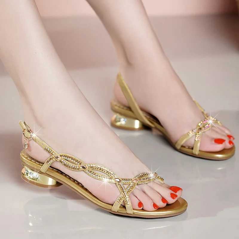 Elegant temperature comfortable sandals for womens new Diamd inlaid Fi summer casual outdoor hot beach shoes 2025 gift 3XJ250410