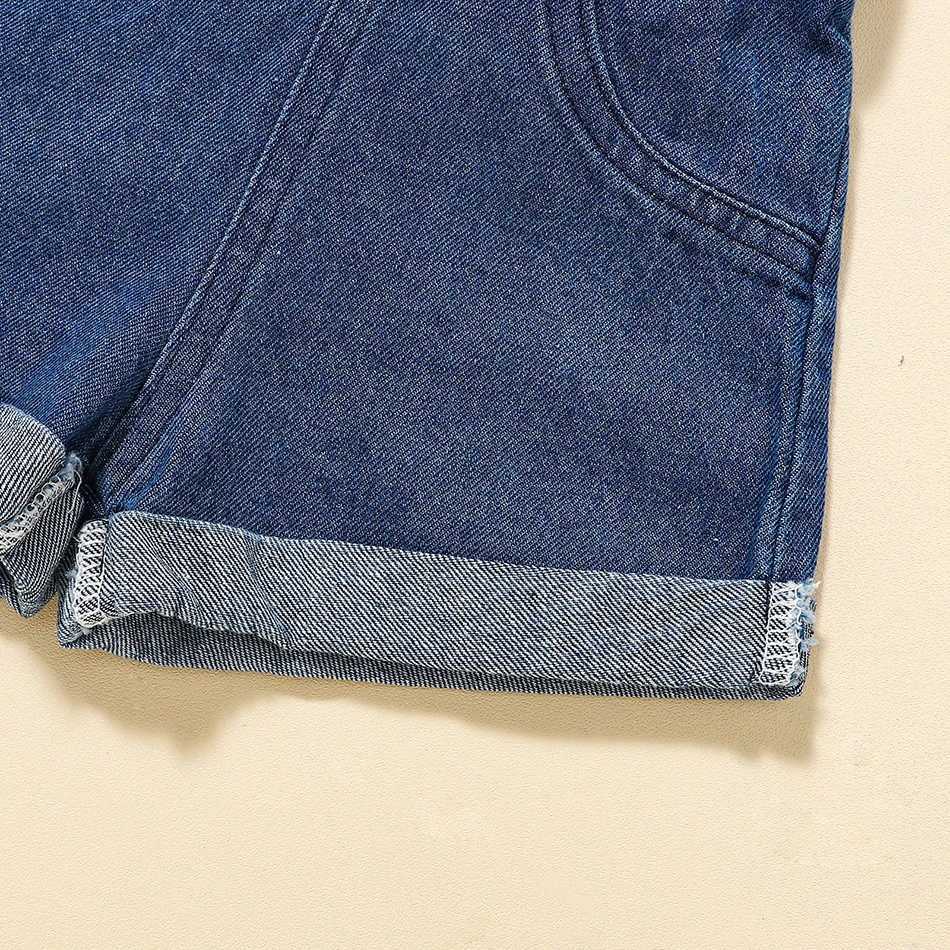Childrens clothing girls summer jumpsuit childrens fashionable and comfortable sleeveless denim jumpsuit childrens shorts set newXJ250410
