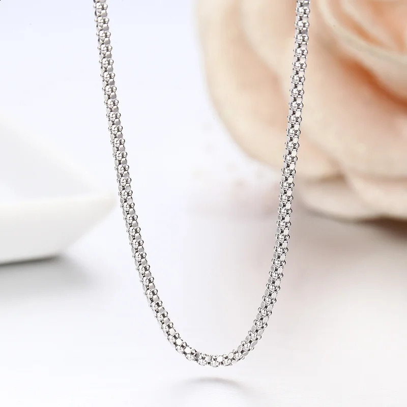 1.2mm thin 35cm-90cm genuine 925 sterling silver popcorn chain necklace for womens jewelry girl Coril Cori 14-32 inch Italian necklace 250408
