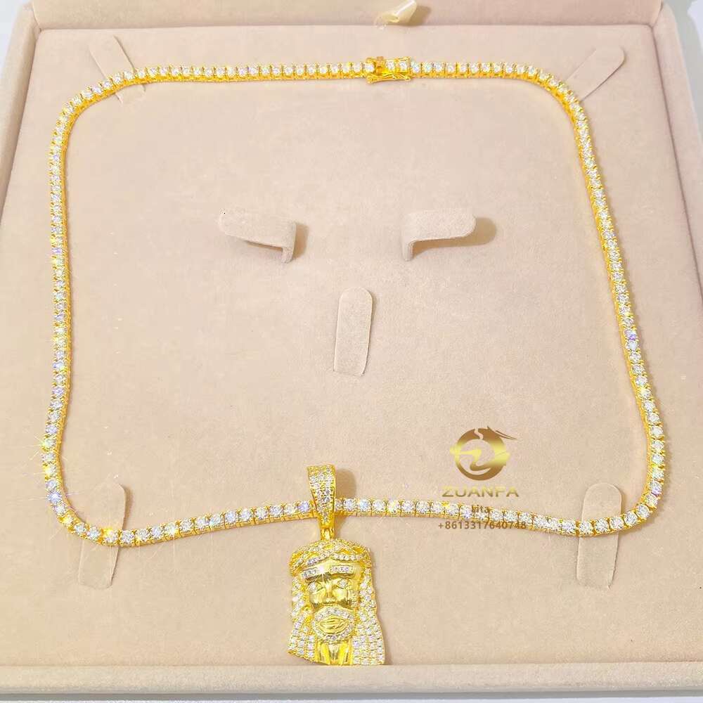 Zuanfa Jewelry Ready to Ship Custom Hip Hop Jesus Piece Vvs Moissanite Necklace Diamond Pendant