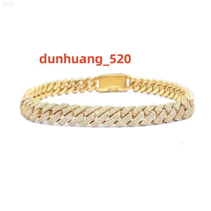 Hip Hop Jewelry 8mm Moissanite Vvs Diamond Cuban Link Chain Bracelet