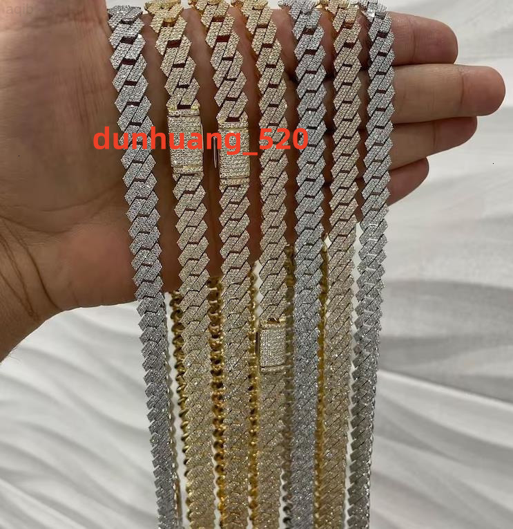 Iced Out Mens Women 925 Sterling Silver Cuban Necklace 10mm Hip Hop Moissanite Cuban Link Chain Necklace