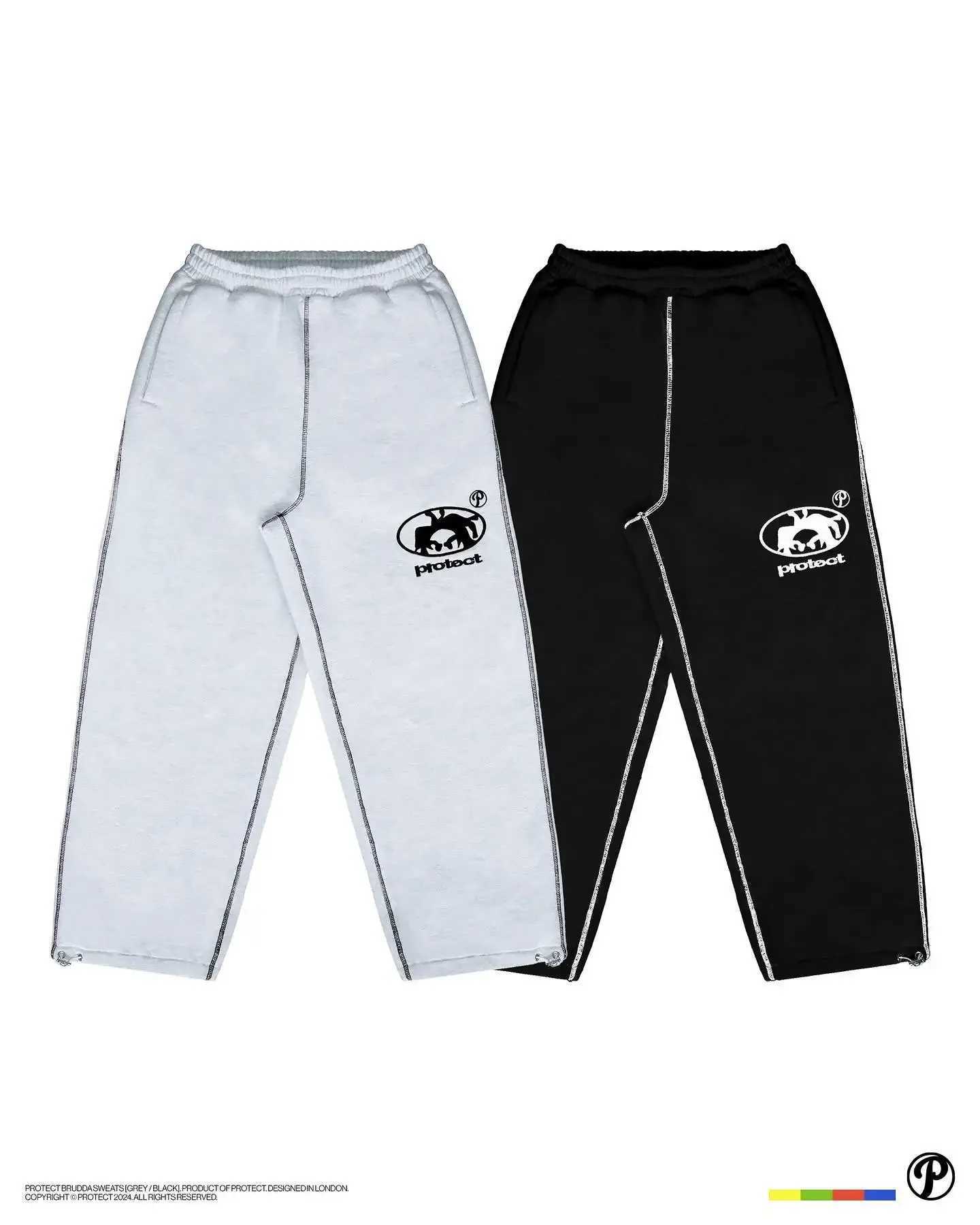 New streetwear protective jogging pants with letter pattern embroidery pockets Harajuku Gothic tight waist loose fit TrouserXJ250410