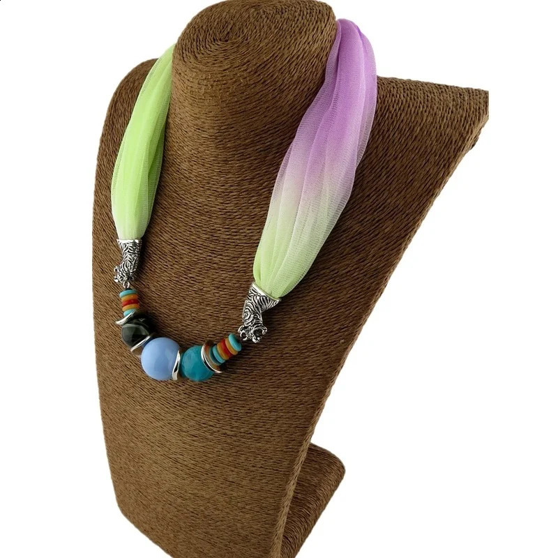 Womens Colorful Packaging Scarf Multi Style Decorative Jewelry Necklace Pendant Scarf Womens Headscarf 250409